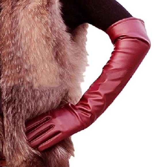 Women's PU Leather Long Opera Theatre Party Gloves - Picture 2 of 2